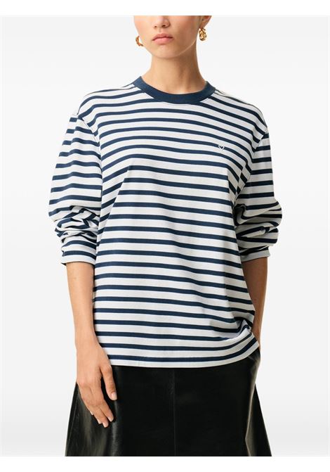 t-shirt mariniere ls blu e bianca AMI PARIS | UTS375.JE0210A044